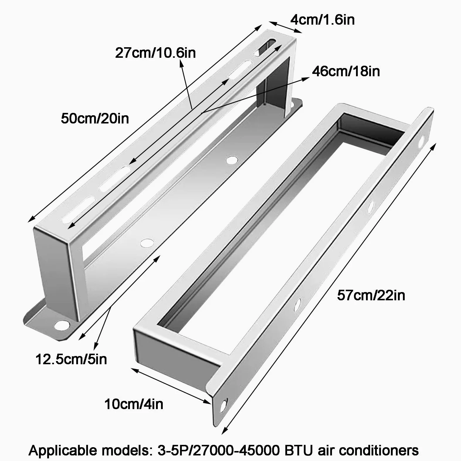 Staffe Condizionatore Esterno, Supporto da Terra per Condizionatori Mini Split, Base In Acciaio Inox per Condizionatori da 1 a 5 Unità, Portata 200 Kg(50cm/20in)
