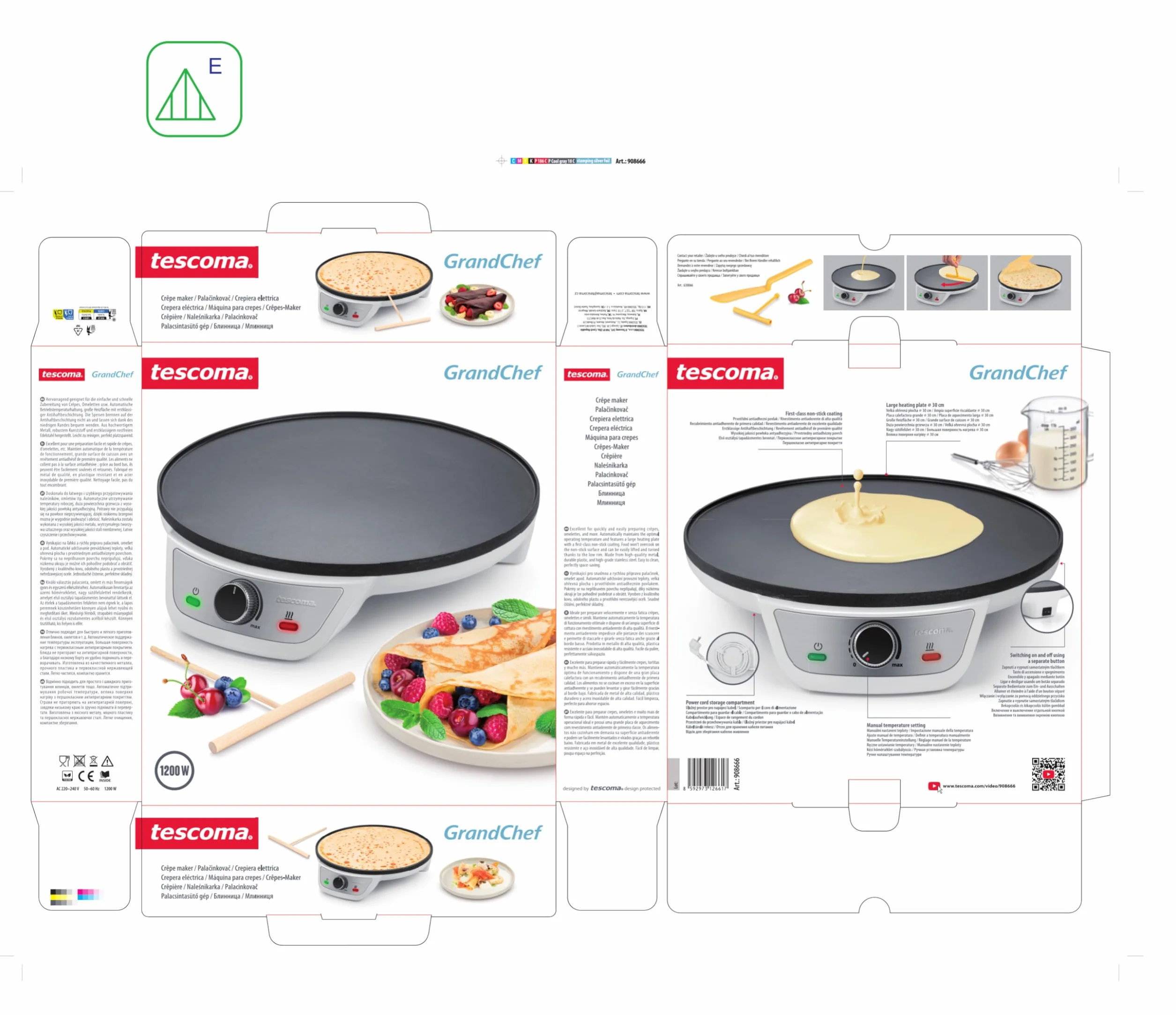 Tescoma GrandChef Crepiera elettrica per crepes e omelette