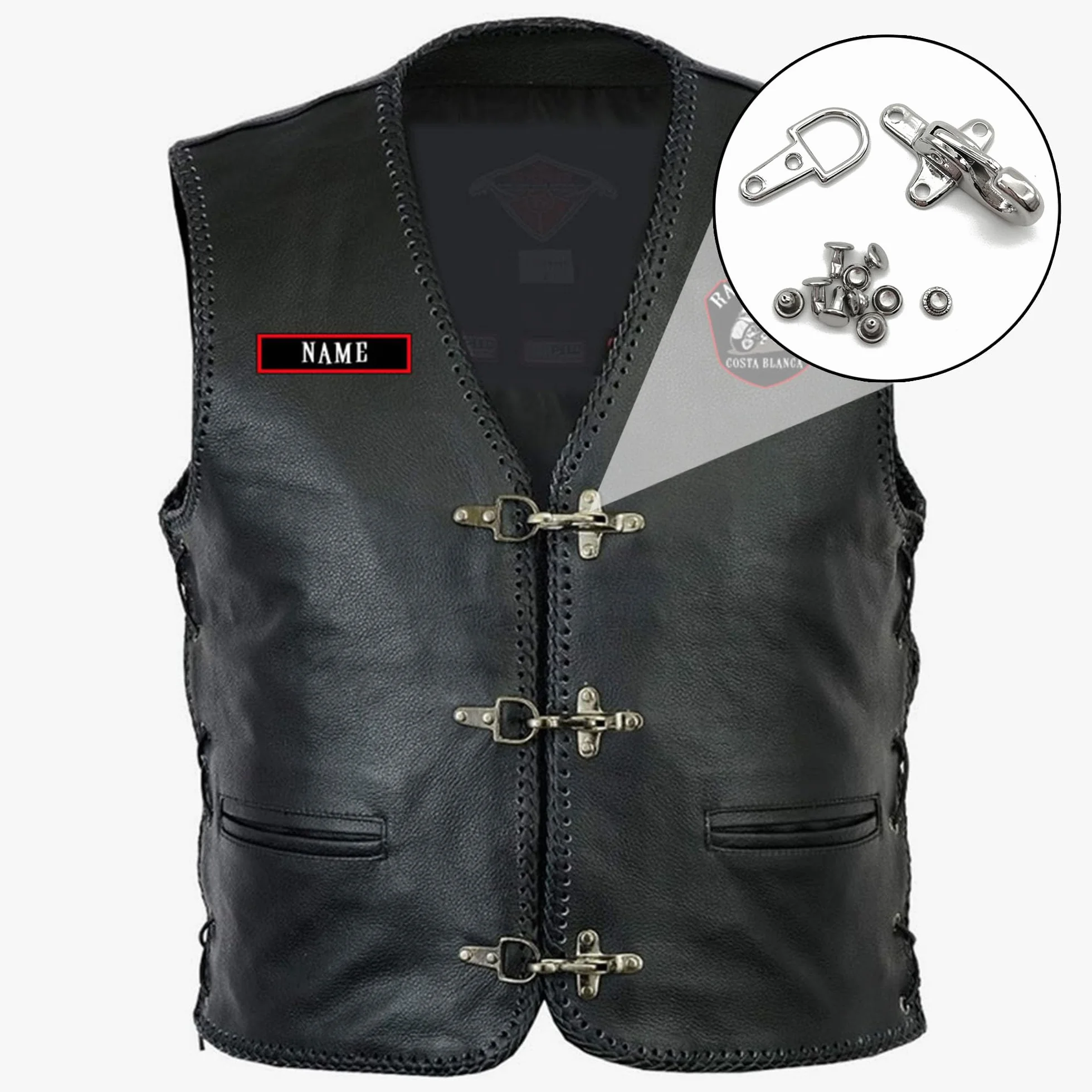 Niuhong 3 Pcs Fibbia Connettore Moto Pelle Gilet Biker Vest Chiusura Clip Supporto Per Clip In Pelle Abbigliamento Blusa Giacca Fai Da Te Accessori Per Cucire Ganci