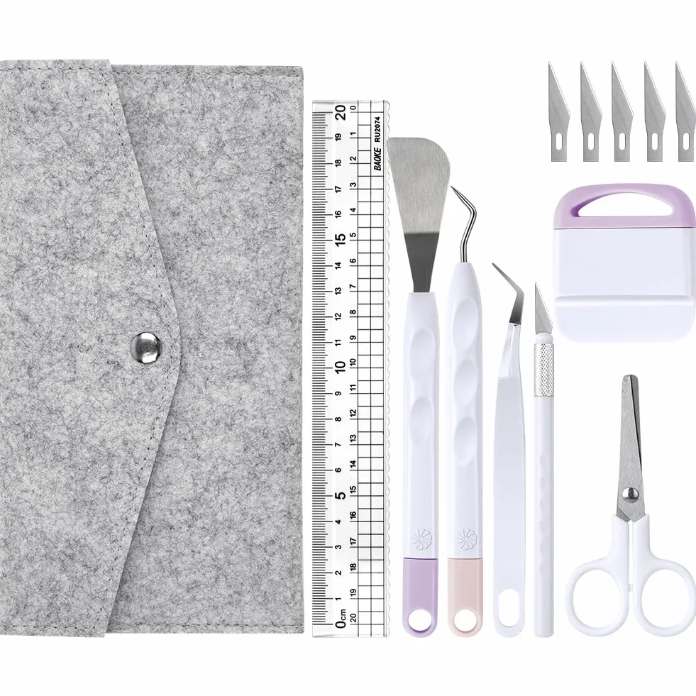 OSDUE Strumenti Set Base, Set di 13 Strumenti per Diserbo in Vinile, Utensili per Scrapbooking, Silhouette, Lettering, Scritte