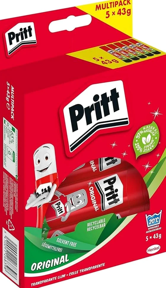 Pritt Colla Stick 15 x 43g, colla per bambini sicura e affidabile, colla Pritt per lavoretti e fai da te, con una tenuta forte per uso scuola e ufficio, 15 stick x 43g
