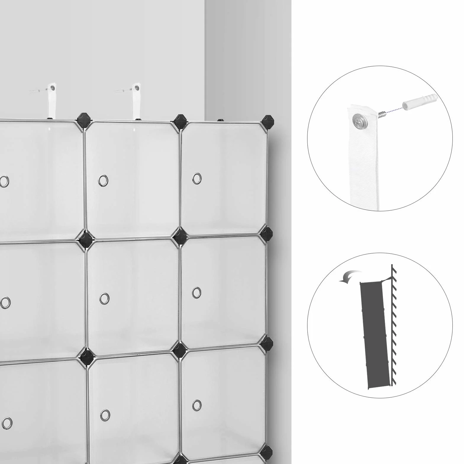 SONGMICS Armadio a 12 Cubi Portaoggetti con Ante, Bianco LPC342W01
