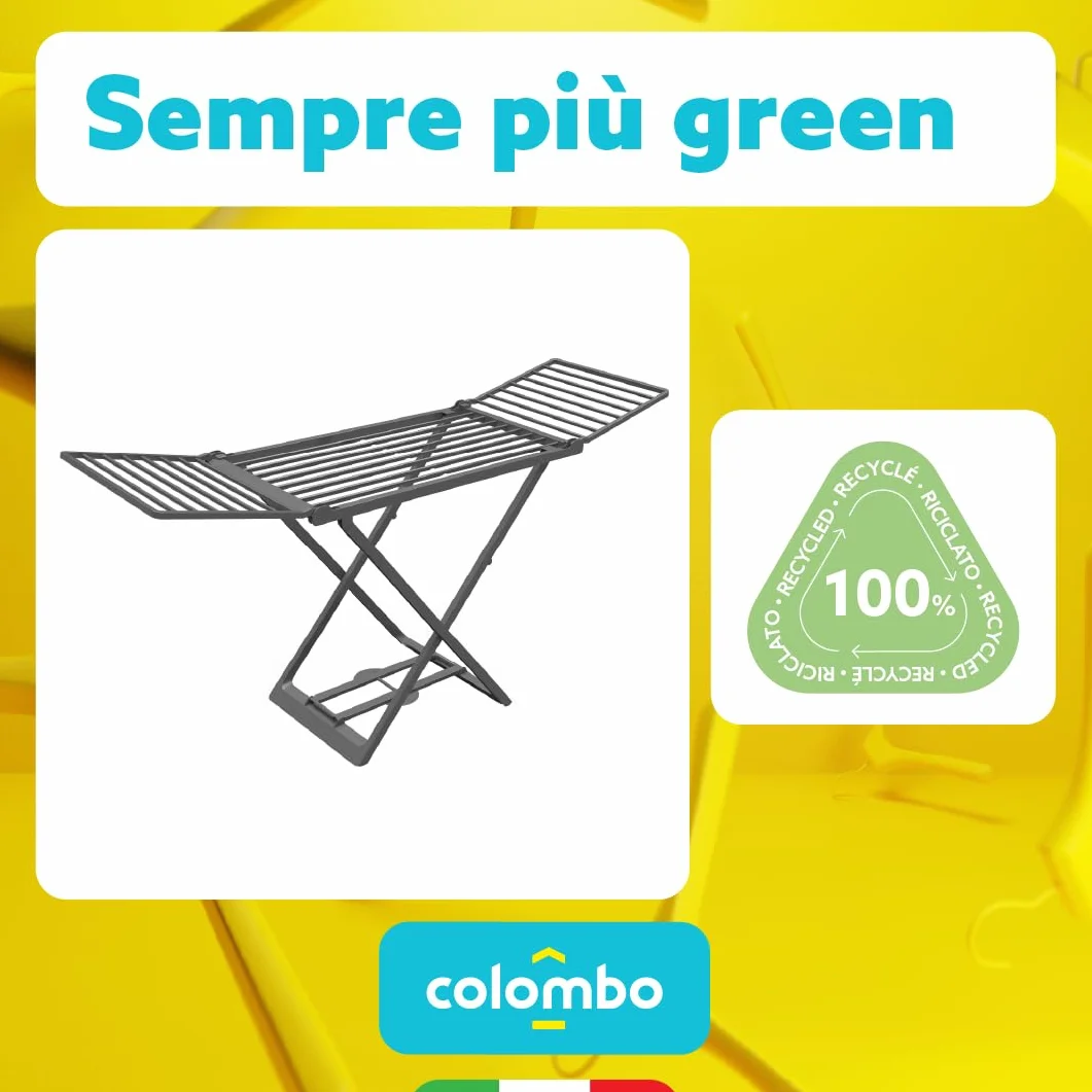 Colombo Stendino da Terra Marino | Stendibiancheria da Pavimento in Resina da Interno ed Esterno, Ali Estensibili, 20 Metri di Stenditura, Made in Italy