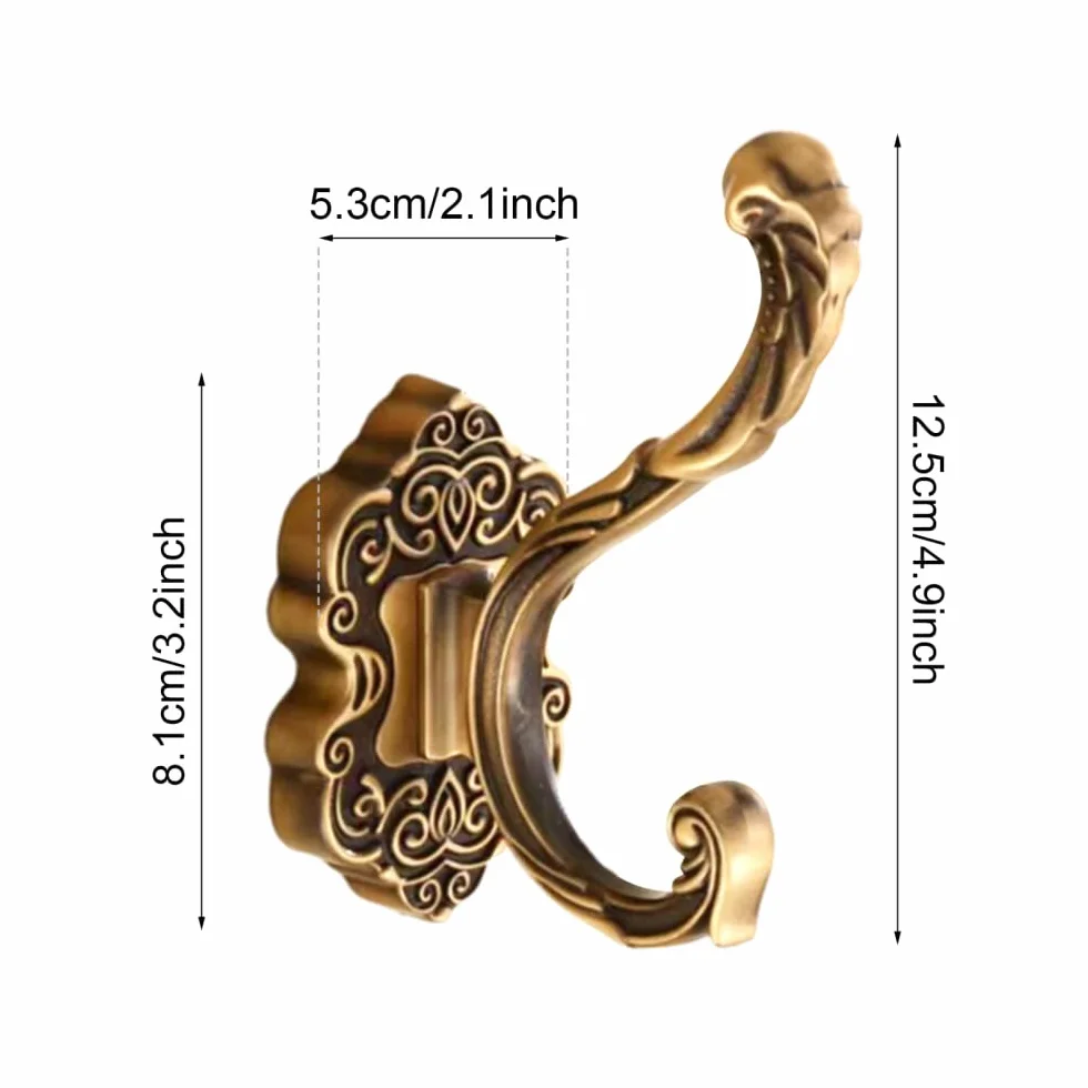 DONGKER Ganci Appendiabiti Vintage 4 Pezzi Gancio Metallo da Muro Doppi Resistenti con Viti