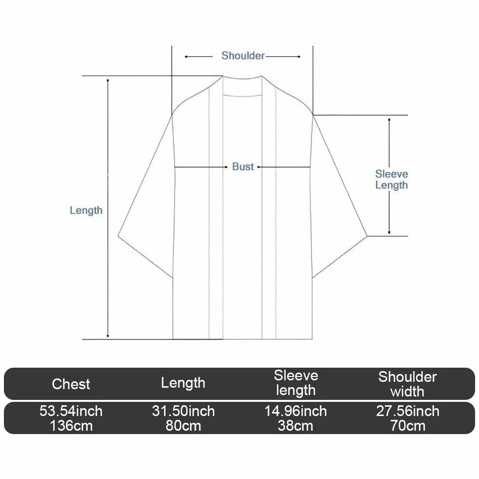 Giacche Giapponesi Calde con Stampa a in Stile Giapponese, Cappotto Casual Aperto sul Davanti, Cappotto Tradizionale Hanten, Cappotto Trapuntato alla Moda