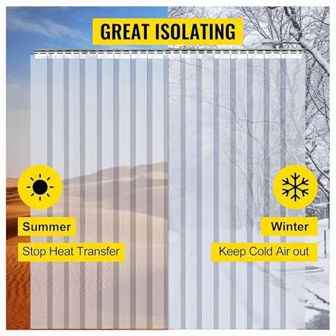 Kit tenda a strisce in PVC per porta di cella frigorifera e congelatore walk-in, strisce di plastica vinilica liscia trasparente, migliora il controllo della temperatura e l'efficienza energetica