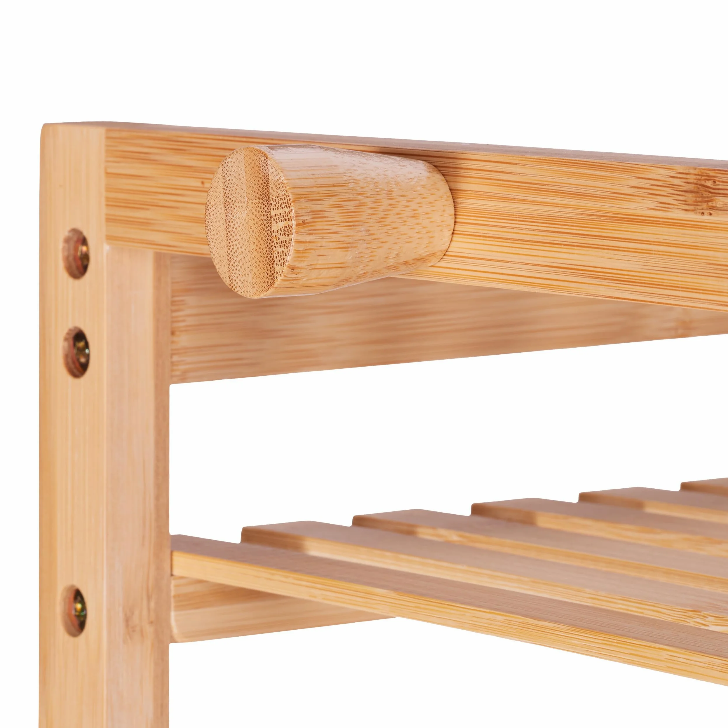 Relaxdays Appendiabiti in bambù con 3 Ripiani e 2 Ganci, HLP: 164x78x42 cm, Guardaroba Appendi Abiti, Marrone Naturale