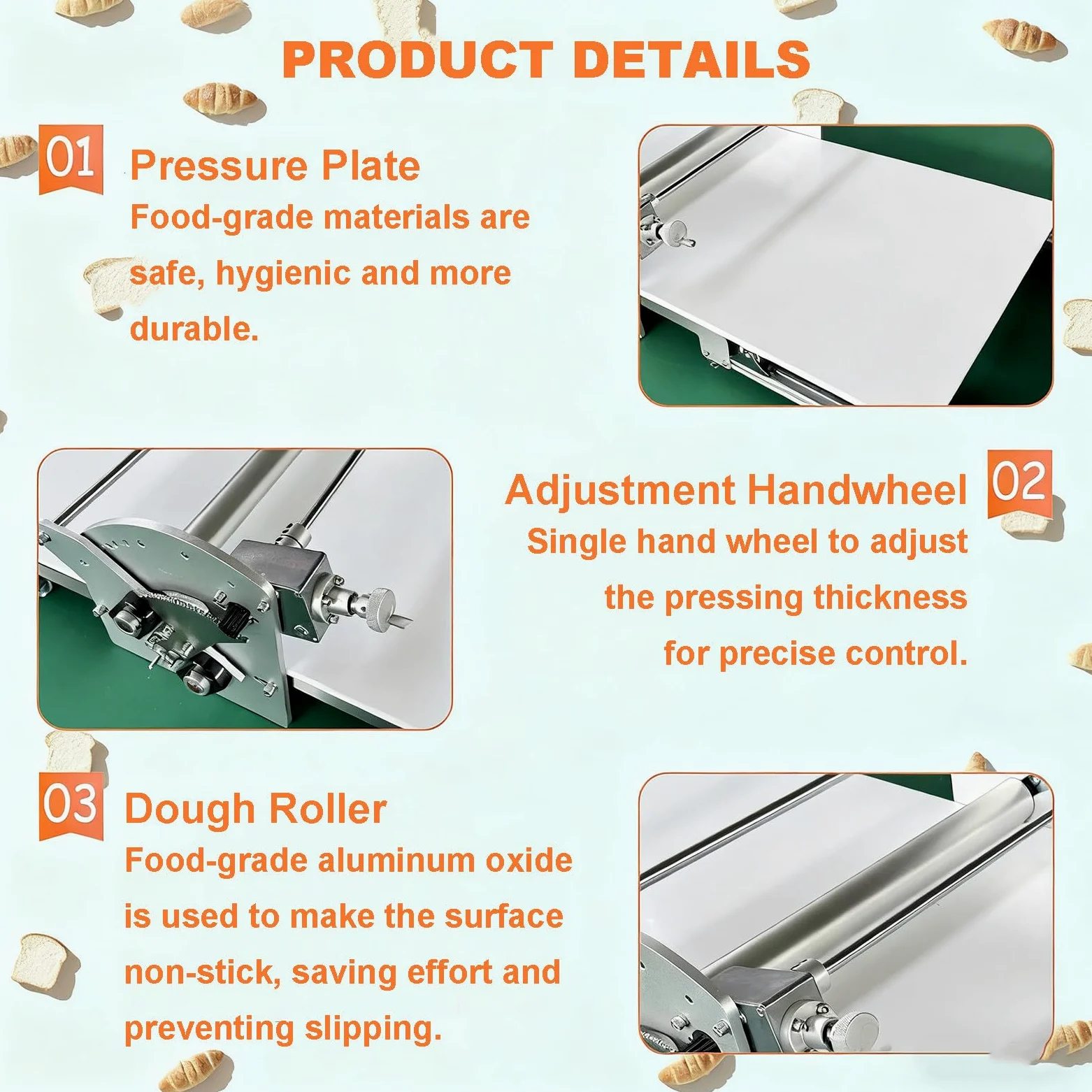 Sfogliatrice Pasticceria Elettrico in Acciaio Inox con Tavola Grande, Macchina per Pasta Sfoglia, Spessore Regolabile, Laminatrice per Pasta per Panetteria, Pizza e Croissant