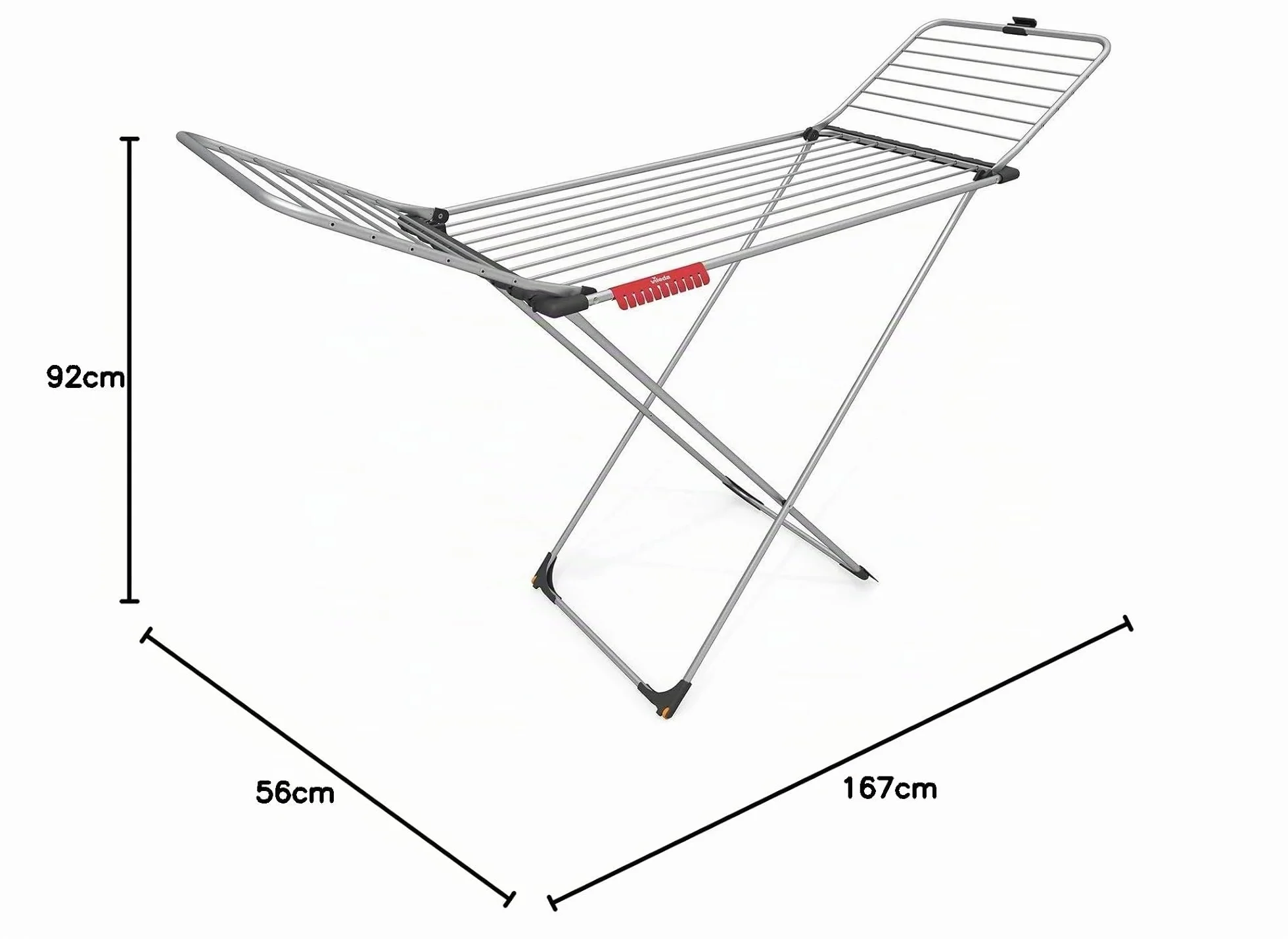 Vileda Aluminium Stendibiancheria a Cavalletto con Ruote 100, Ali Laterali, Grigio, 4 x 55.5 x 131.5 cm