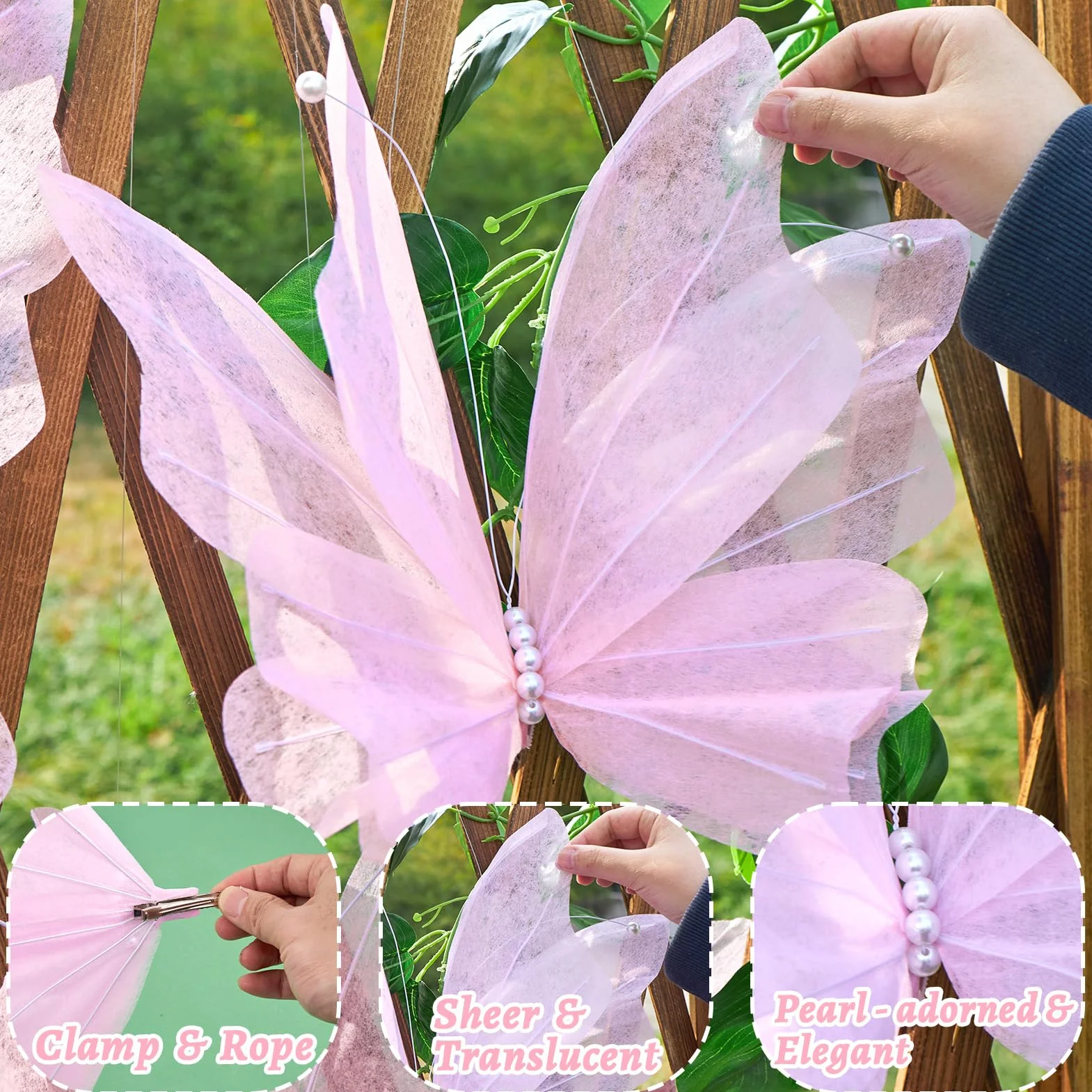 SUNBEAUTY farfalle 3D grandi decorazioni in carta rosa per feste compleanno bambini decorazione da tavolo