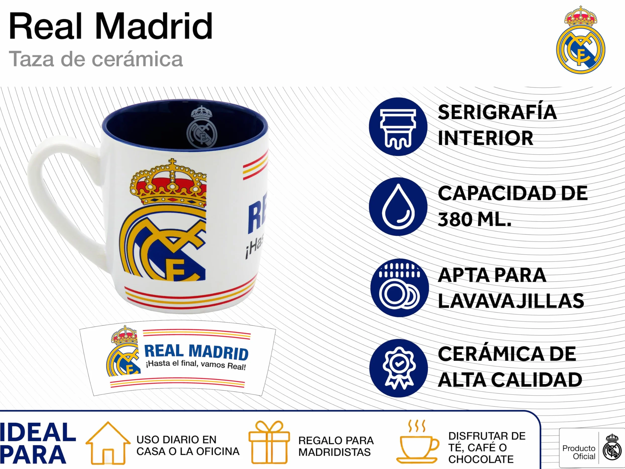Real Madrid tazza in ceramica bianca originale ufficiale