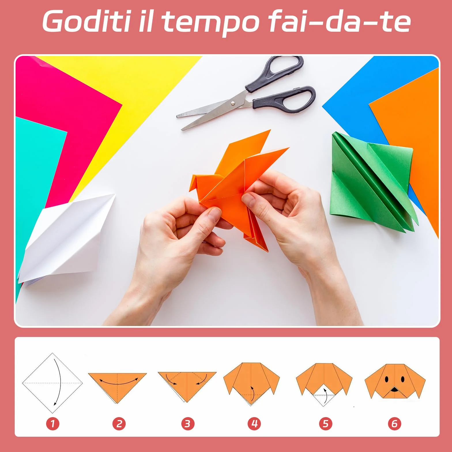 Origami Carta 300 Fogli Colorati 20 Colori A4 21x29,7 cm 20x20 cm 12x12 cm 3 Dimensioni Set