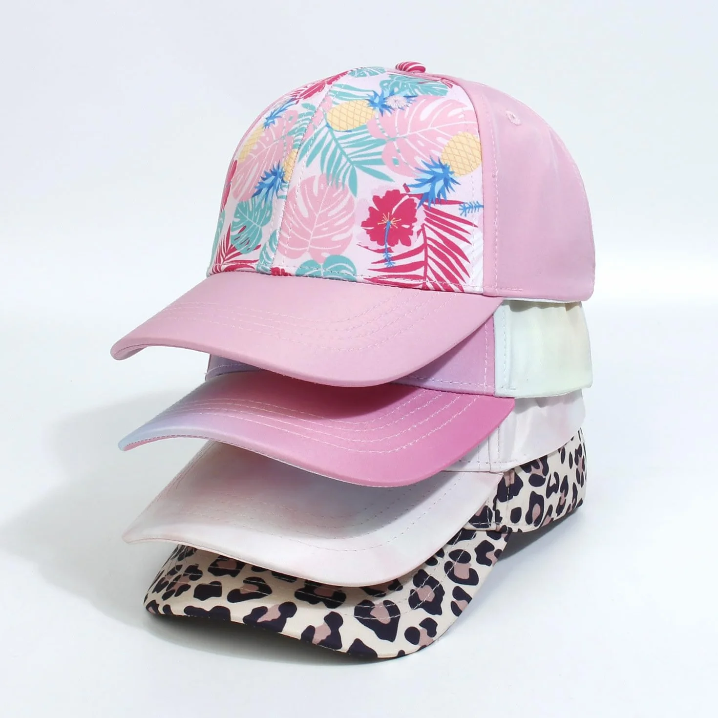 Cappello da baseball per bambini arcobaleno leopardato snapback regolabile