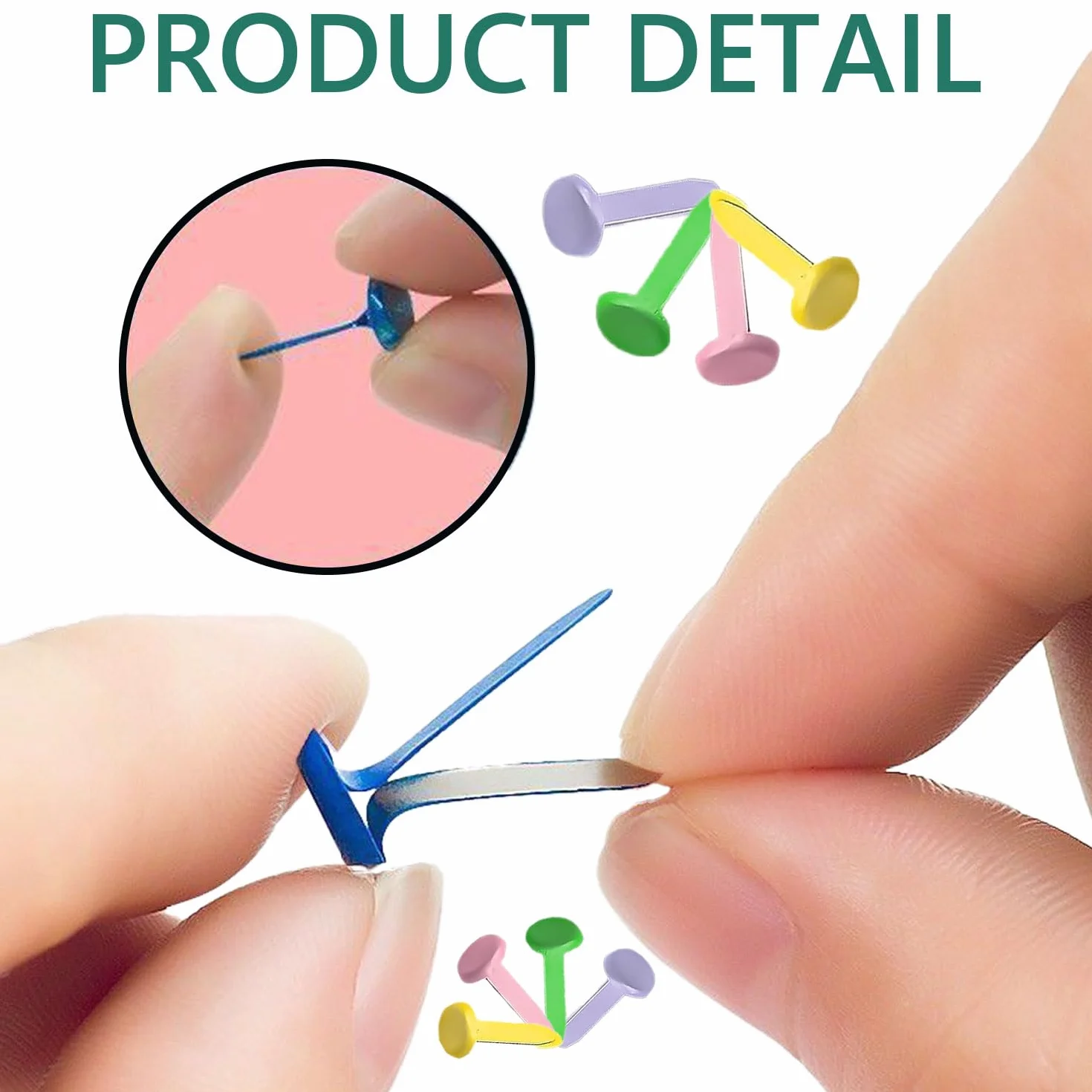 leersao 100 Clip di tenutaversatili in Metallo Mini chiodo rotondoa Doppia Gamba in Lega di per Artigianato di Carta e più durevoli graffette per Scrapbooking 100 Pezzi/Set Chiusure di Carta perni