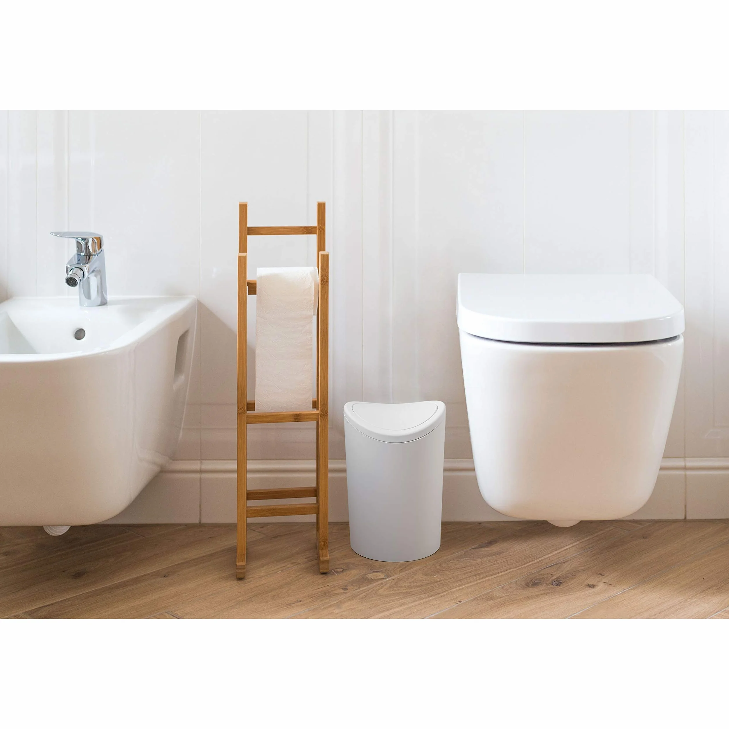 TATAY Cestino Bagno 6L con Coperchio Basculante Bianco 19x19x28 cm