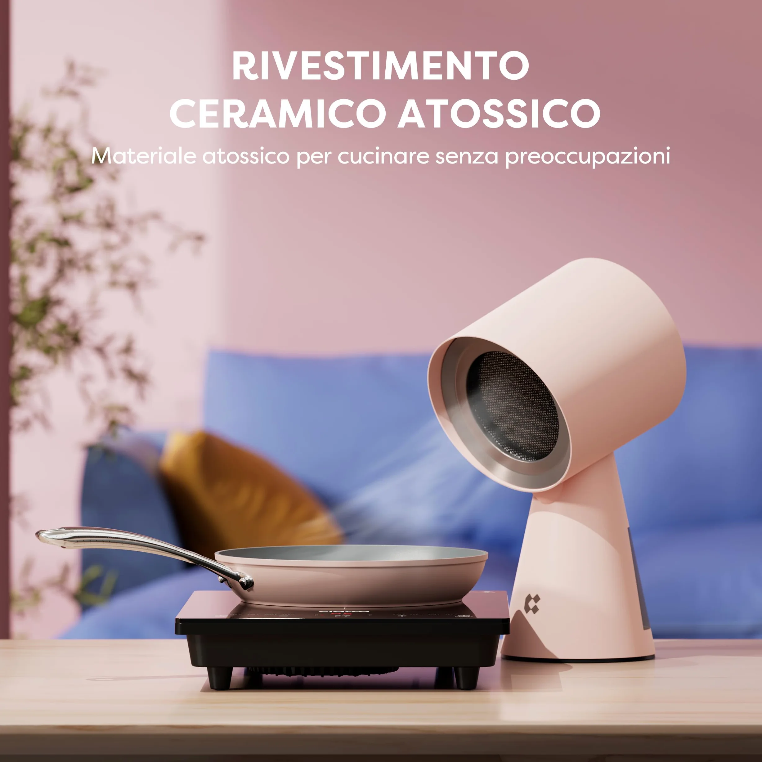 Ciarra Beyond - Pentole Set 7 pezzi - Padella 26 cm - Padella 28 cm/4,2 L - Casseruola 24 cm/5,9 L e 20 cm/2,8 L - Rivestimento antiaderente - Tutte le fonti di calore compresa induzione-Rosa