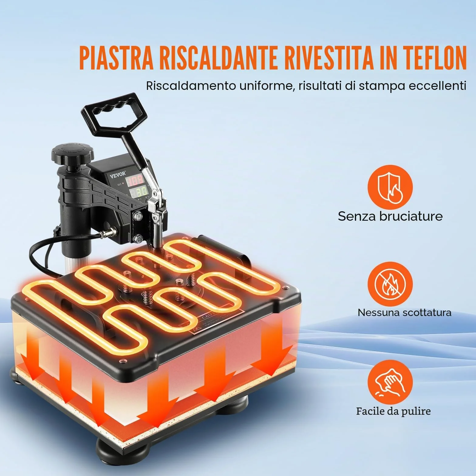 VEVOR Pressa di Calore 8 in 1 38x30 cm Macchina Stampa Calore LED Nero per Cappelli Tazze Piatti