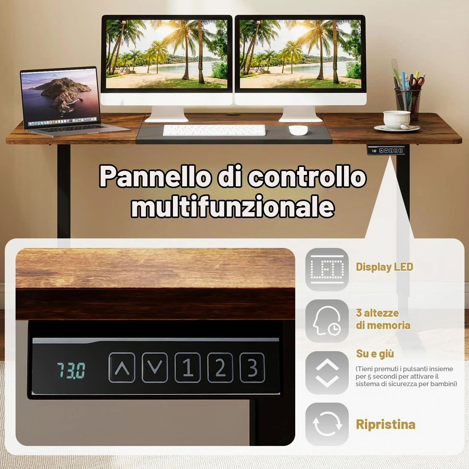 GIANTEX Scrivania Regolabile in Altezza 140 x 70 cm, Scrivania da Ufficio con Fuzione di Memoria, Design Anticollisione e Funzione di Blocco Bambini, Tavolo Elettrico per Ufficio, Casa