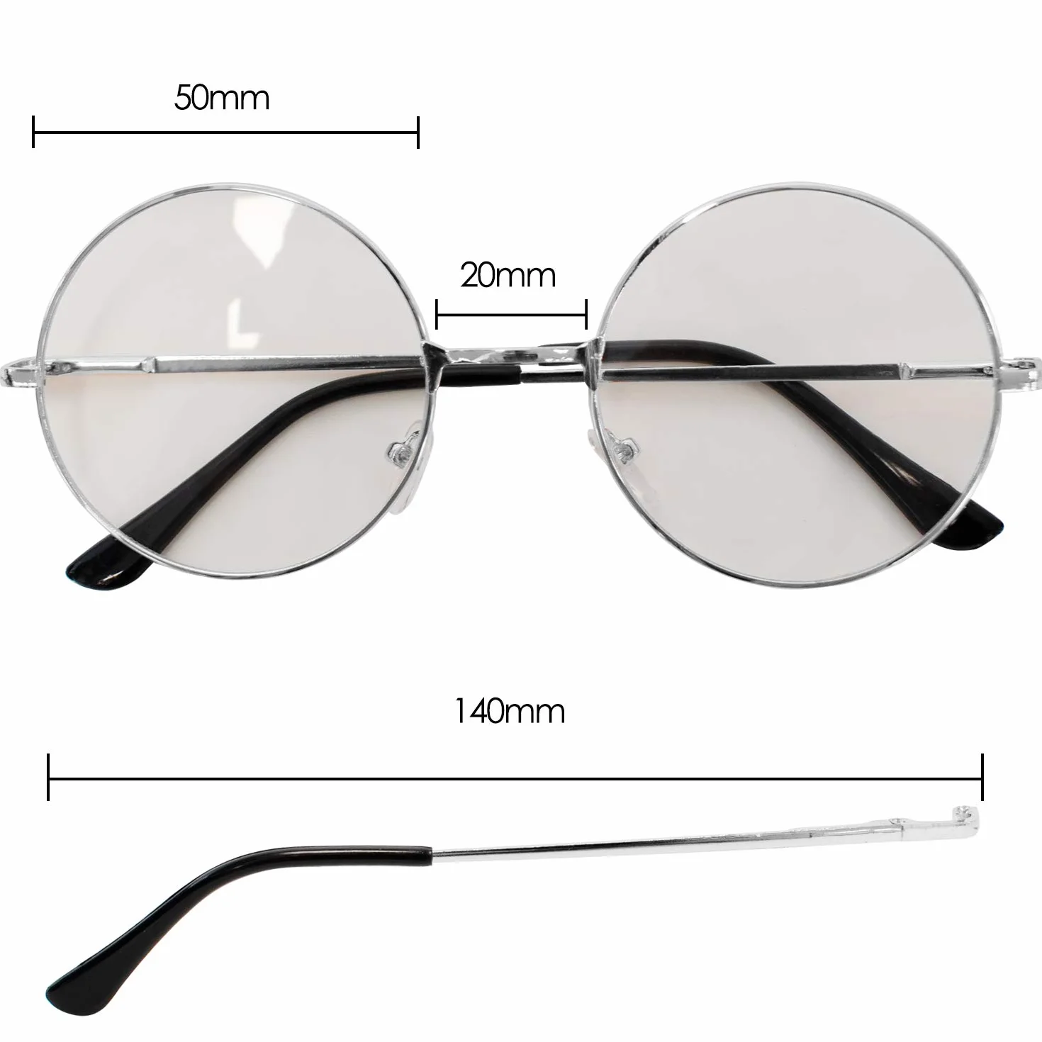 TRIXES Occhiali rotondi unisex costume da mago lenti trasparenti stile retrò anni Sessanta