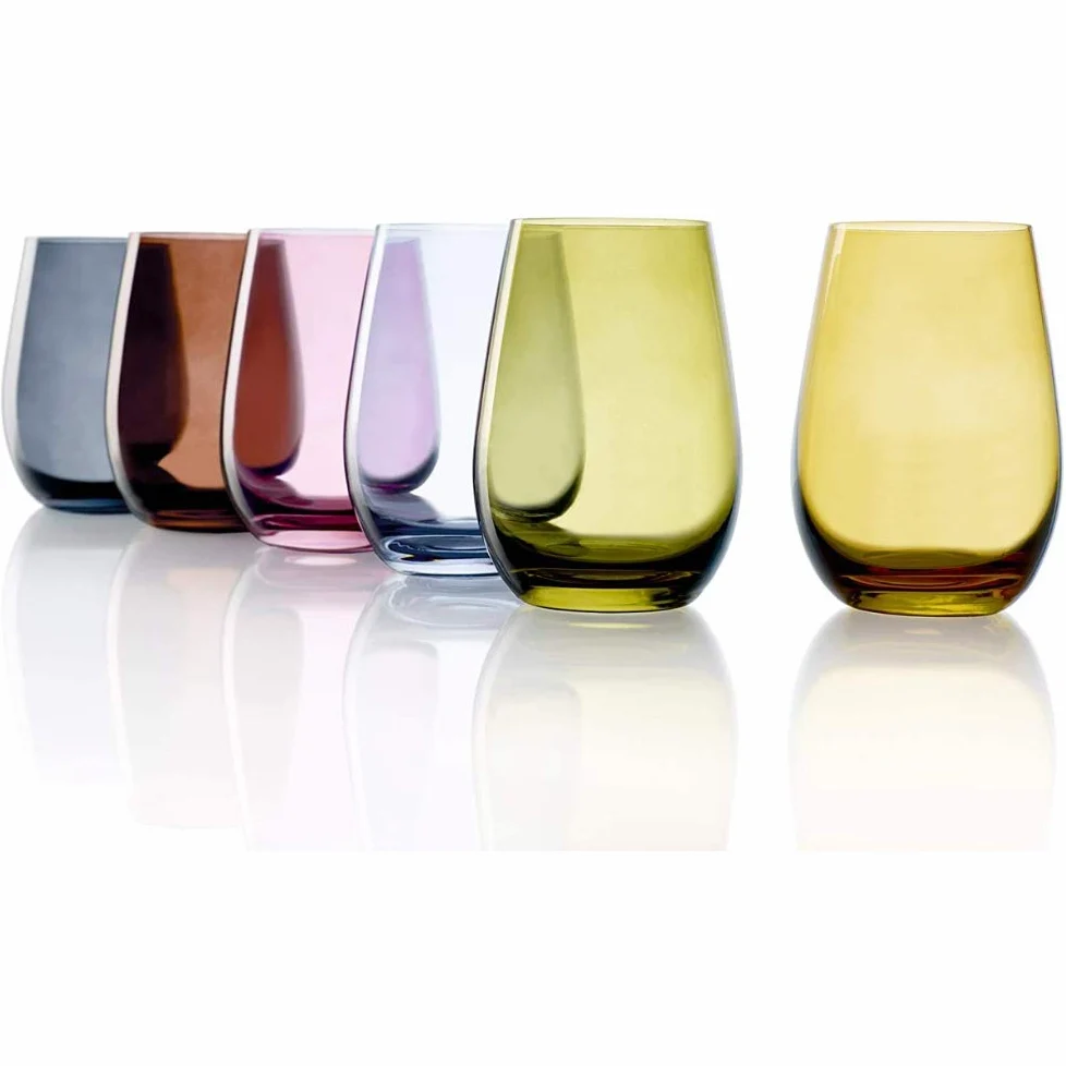 Stölzle Lausitz Bicchieri Acqua Elements Mix Mediterraneo – Set 6 Bicchieri Colorati da 465ml in Cristallo Senza Piombo – Per Acqua Succhi Cocktail – Resistenti e Lavabili in Lavastoviglie