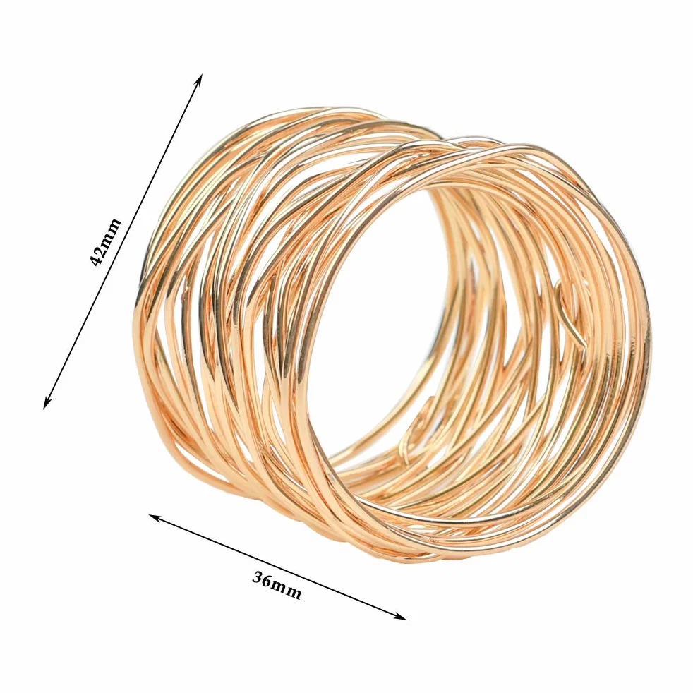 Portatovaglioli 6pcs Anelli di tovagliolo di Metallo Dorato, Anello da Tavolo 4.2 * 3.6cm, per Matrimonio Banchetto Cena Decorazione da Tavola per Feste d'Oro (6 Pezzi)
