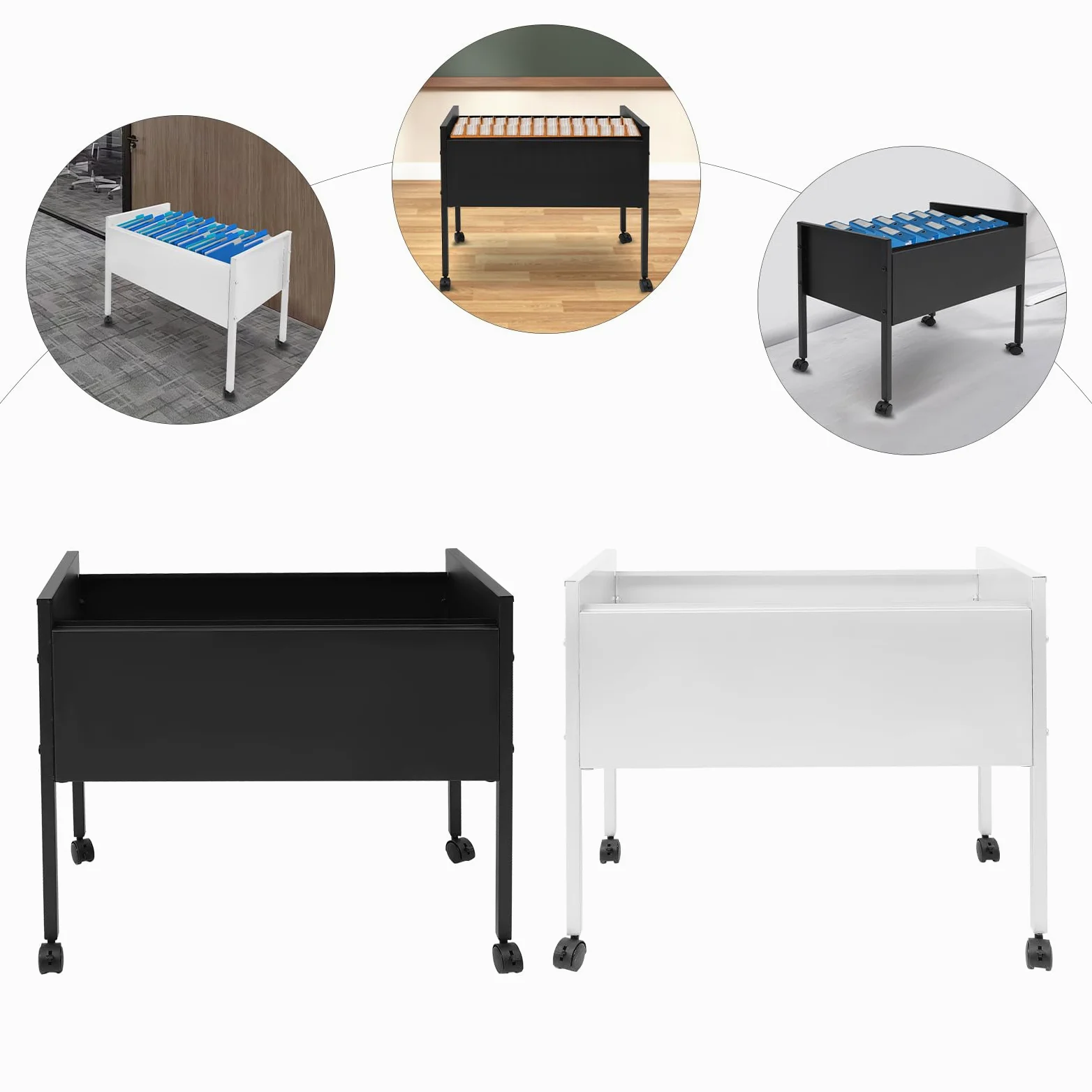 Armadietto arrotolabile con ruote, carrello portadocumenti arrotolabile per cartelle sospese, capacità di carico 30 kg, per uffici, sale conferenze, studio, appartamenti, argento, 70 x 37 x 60 cm