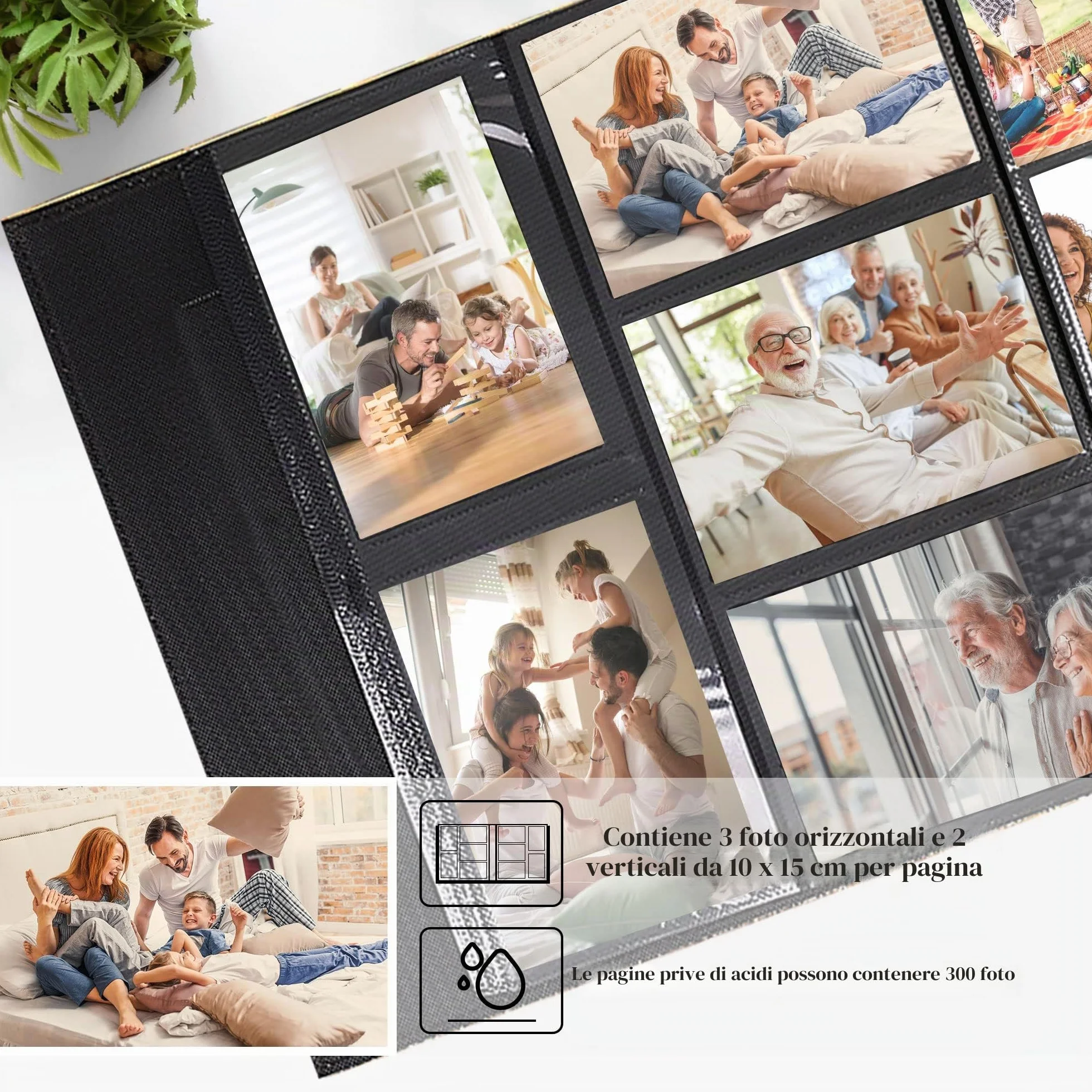 Vienrose Album fotografico tradizionale 10 x 15 cm foto 600 buste in lino grande formato per famiglia bambino matrimonio