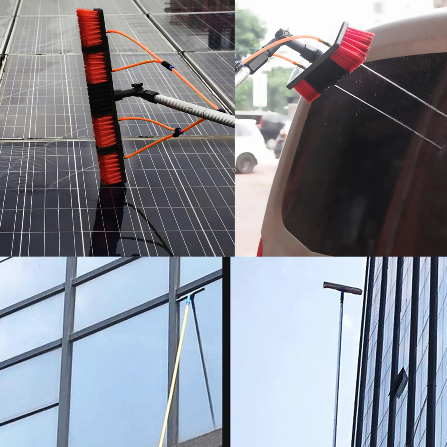 MENAYODA 5-10m Asta telescopica con alimentazione idrica, spazzola di pulizia con manico telescopico estensibile per pannelli solari fotovoltaici, finestre, spazzola per lavaggio auto (asta da 10m