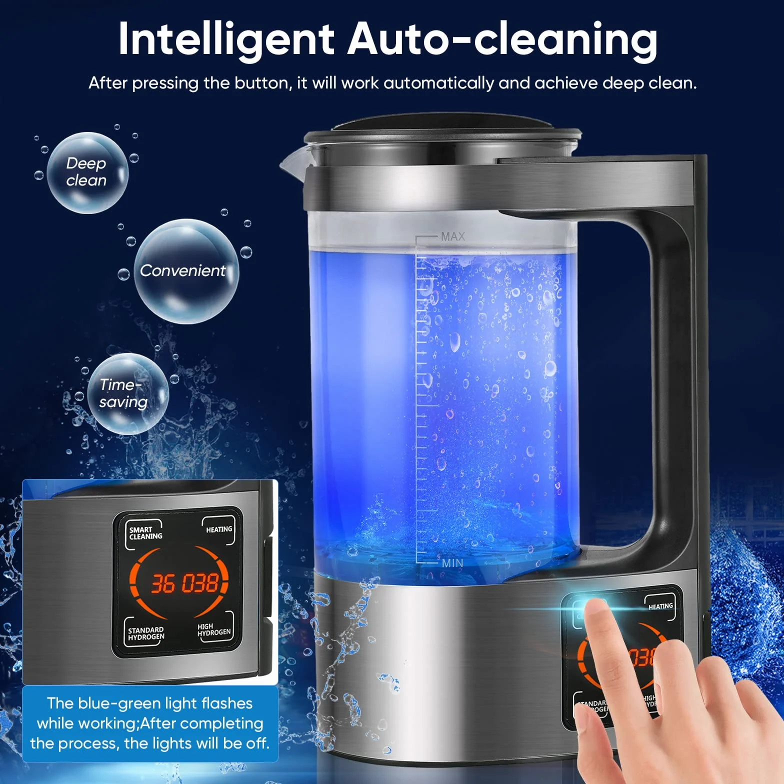 Generatore di Acqua Idrogenata, Aomdom 2L Macchina per Acqua Alcalina Ionizzata ad alta Capacità Generatore di Acqua Ionizzata con Funzione Termostato e Touch Screen a LED per uso Case e Aziende