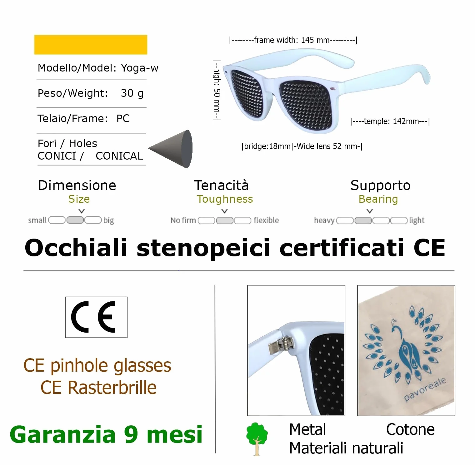 Occhiali stenopeici certificati white pinhole glasses con EBOOK GRATS Bates