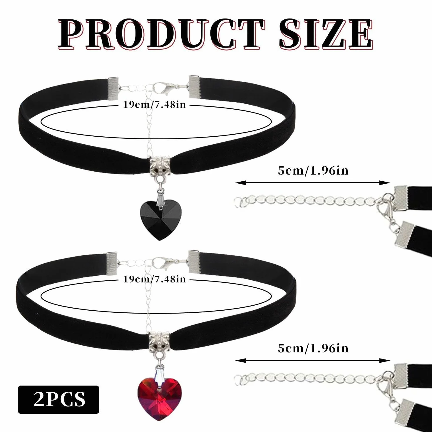 D'Amore 2 Pezzi Collana Gotica Cuore Girocollo Velluto Nero