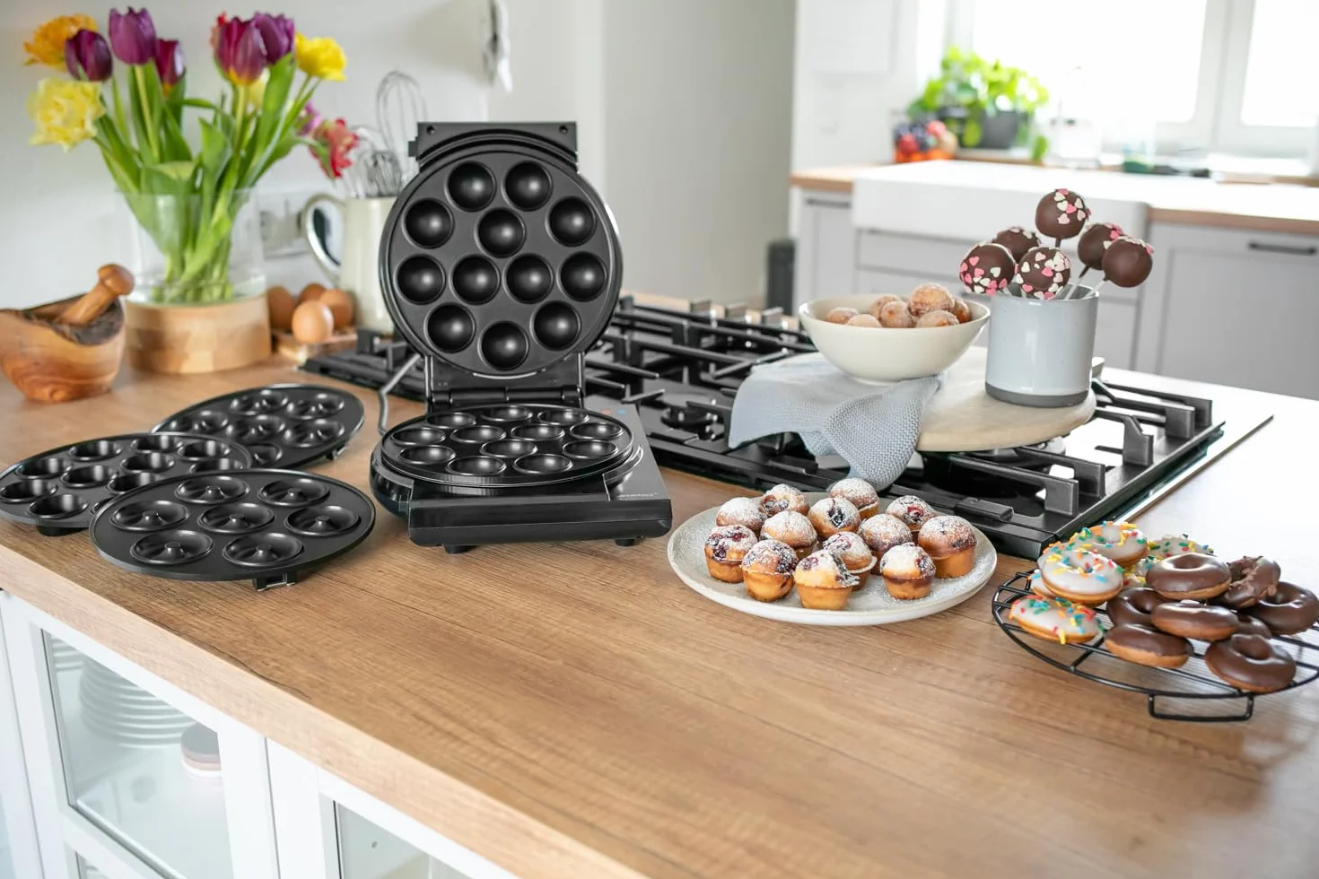 Steba Elettrodomestici Cake Maker 3 in 1, piastre antiaderenti per cake pop muffin ciambelle
