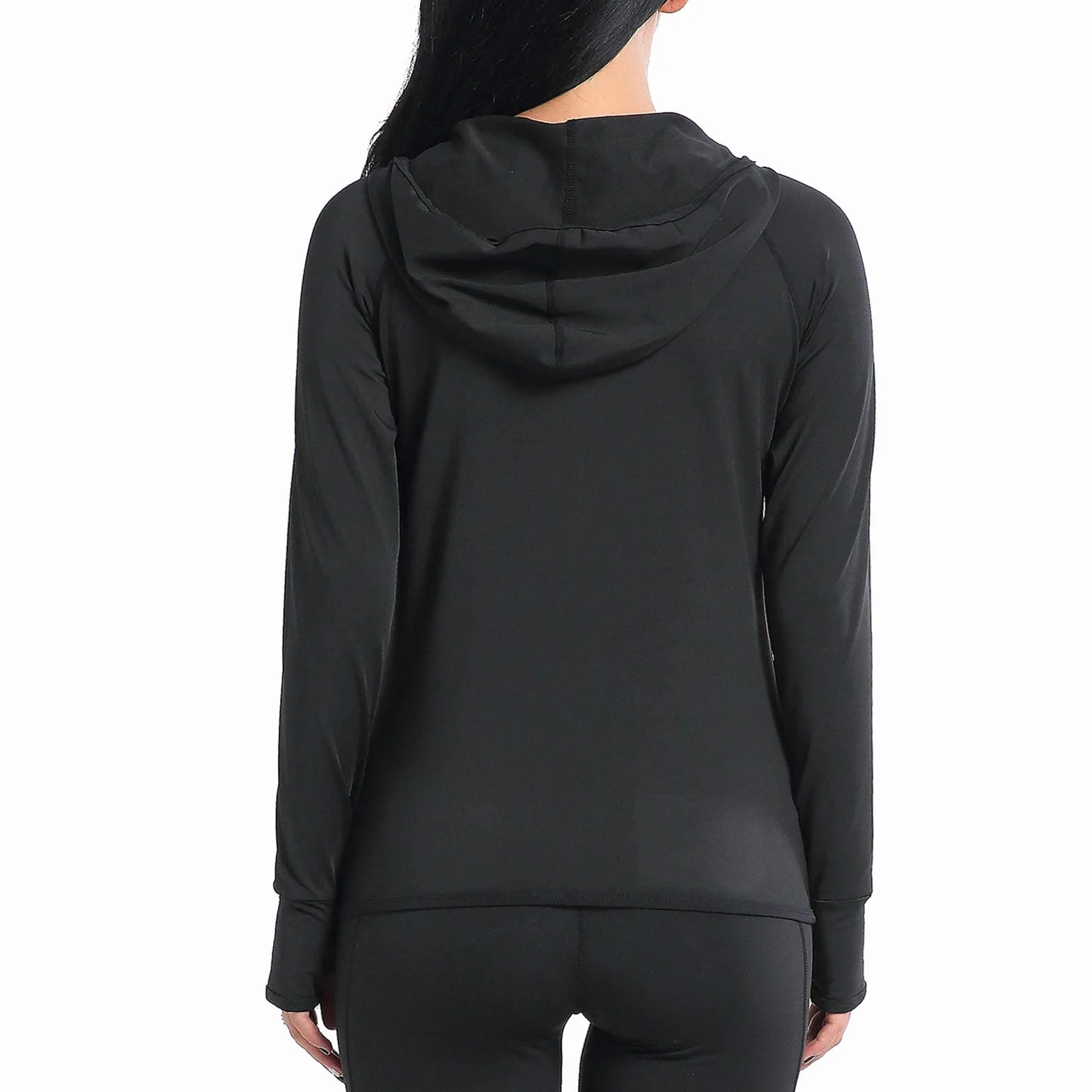 AMZSPORT Felpa Donna con Zip, Giacca Running Sportiva con Cappuccio