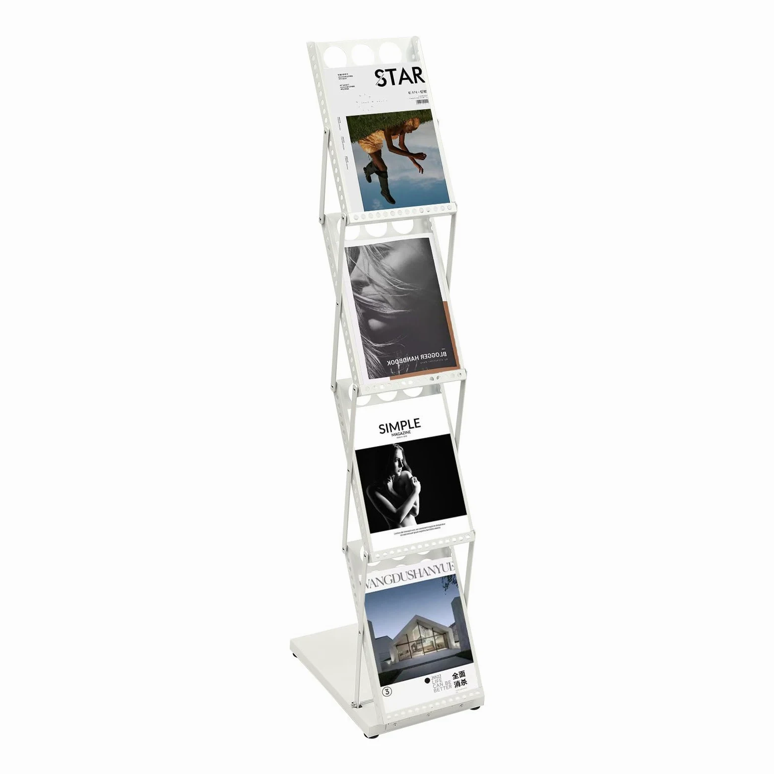 Portariviste pieghevole, a 4 strati, formato A4, per uffici, mostre, display informativi in aree turistiche, 36 x 27 x 132 cm