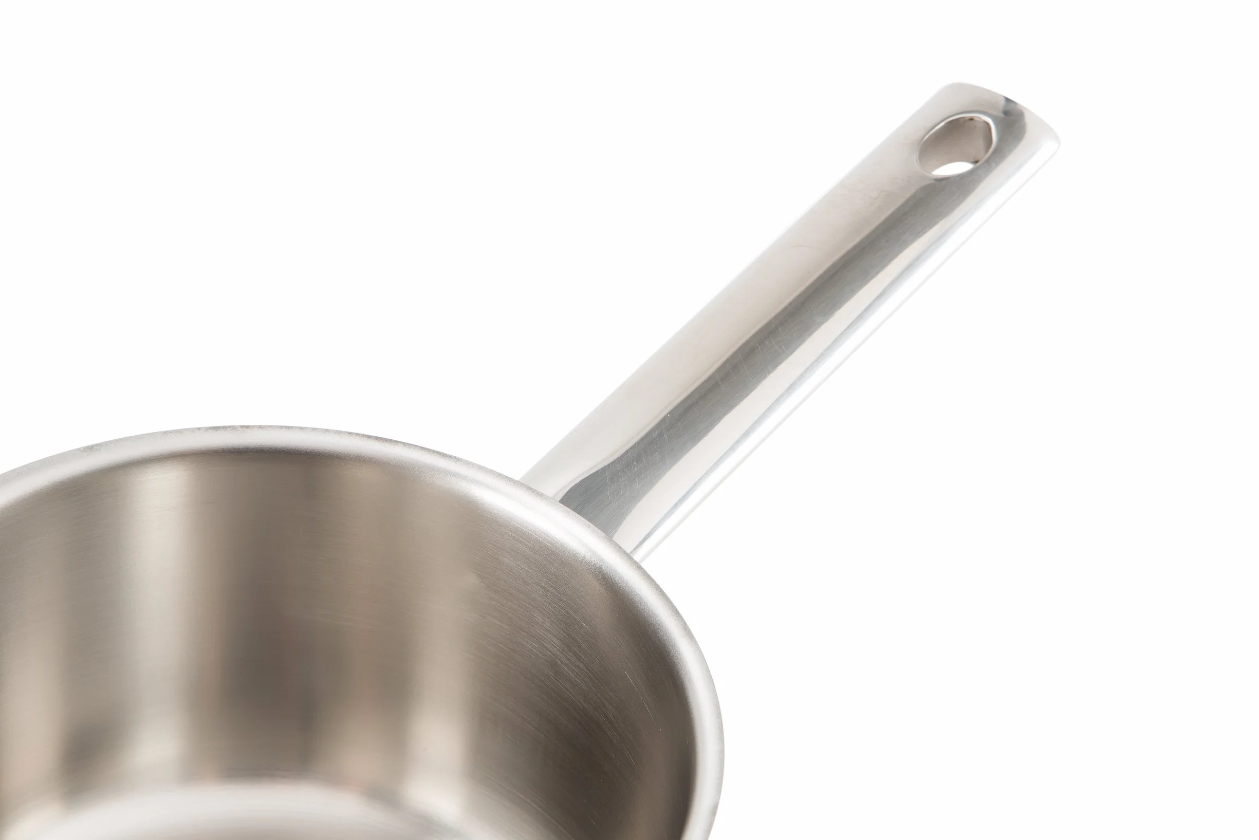 Barazzoni Chef Line Casseruola manico lungo, ø cm 16, capacità 1.5 litri, Made in Italy, Acciaio Inox 18/10, Induzione+Gas, Triplo fondo, PFAS free