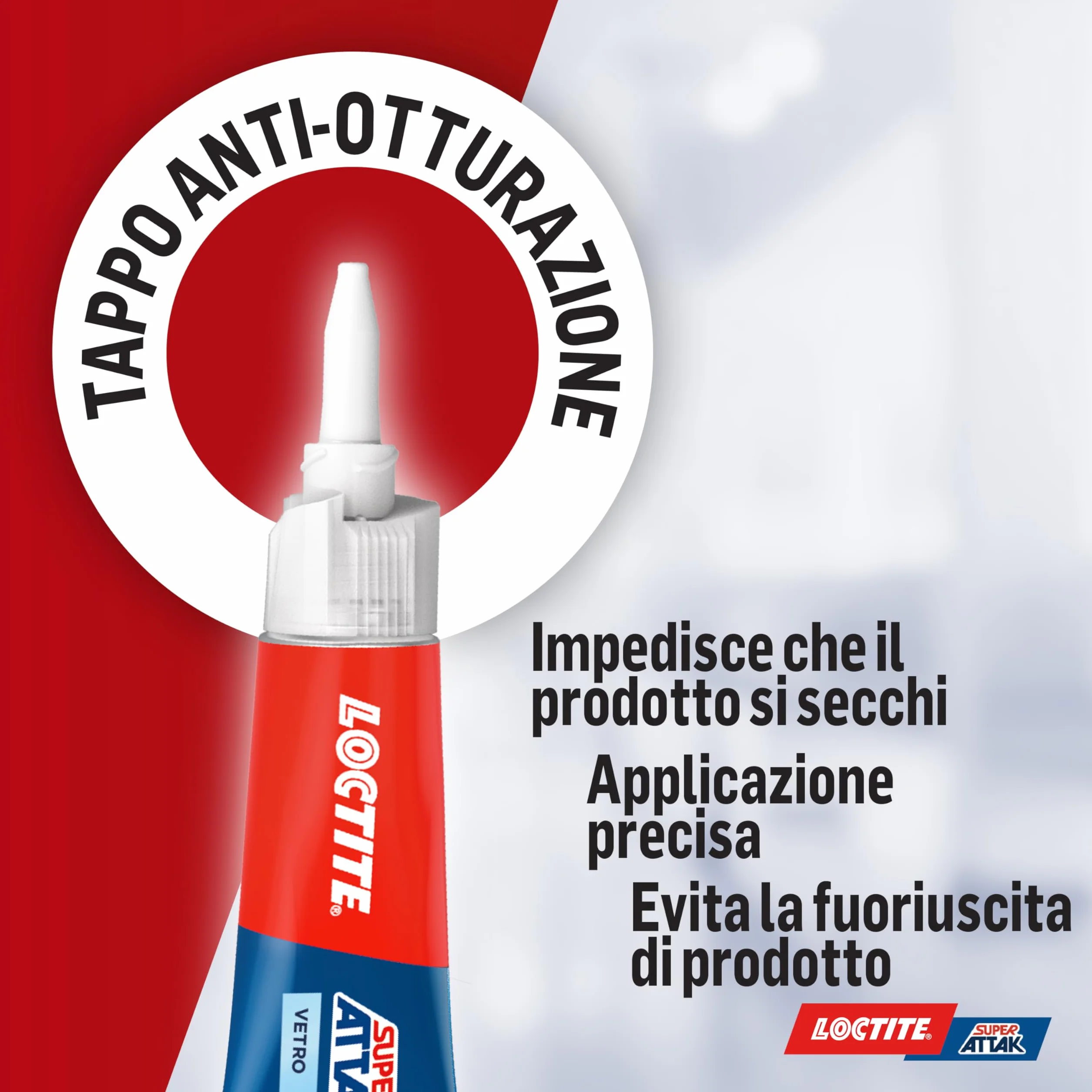 Loctite Super Attak Vetro, Colla per vetro di alta qualità, Adesivo istantaneo per vetro, Colla trasparente facile da usare, durevole e riutilizzabile, 1 x 3g