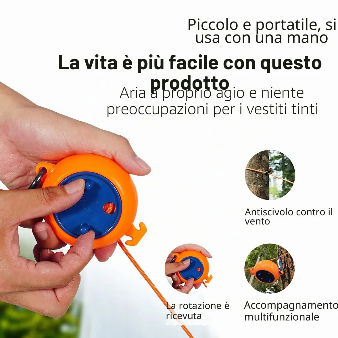 Stendibiancheria Estensibile,10M Filo Stendibiancheria Per Esterno, Hotel, Campeggio, Cortile, Esterno/Interno con 20 Mollette Antivento