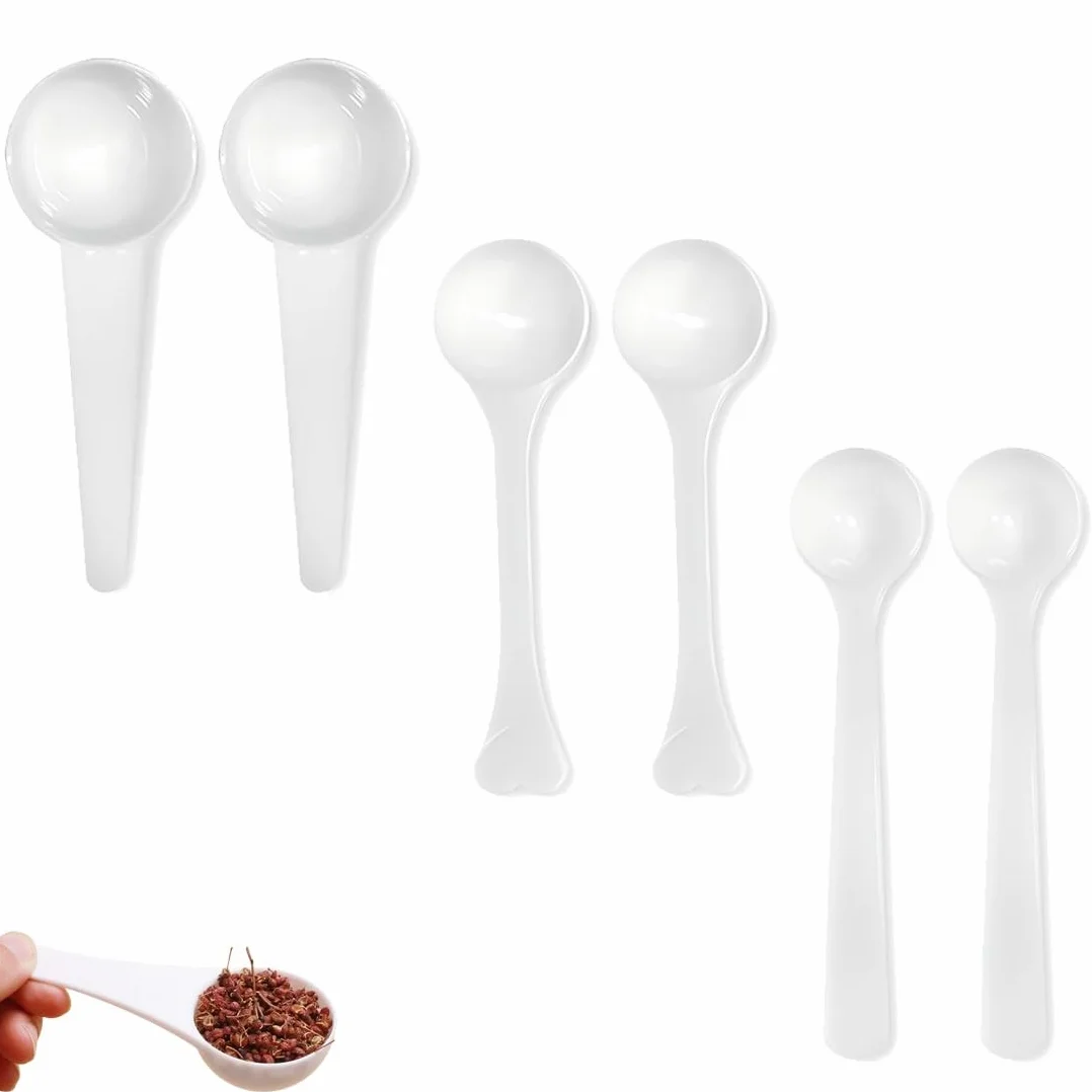 JEYORZY 6 Pezzi Misurino Ml, Cucchiai Dosatori in Plastica,per La Cucina, Il Caffè, Il Bucato E Le Proteine in Polvere(1g,3g,5g)
