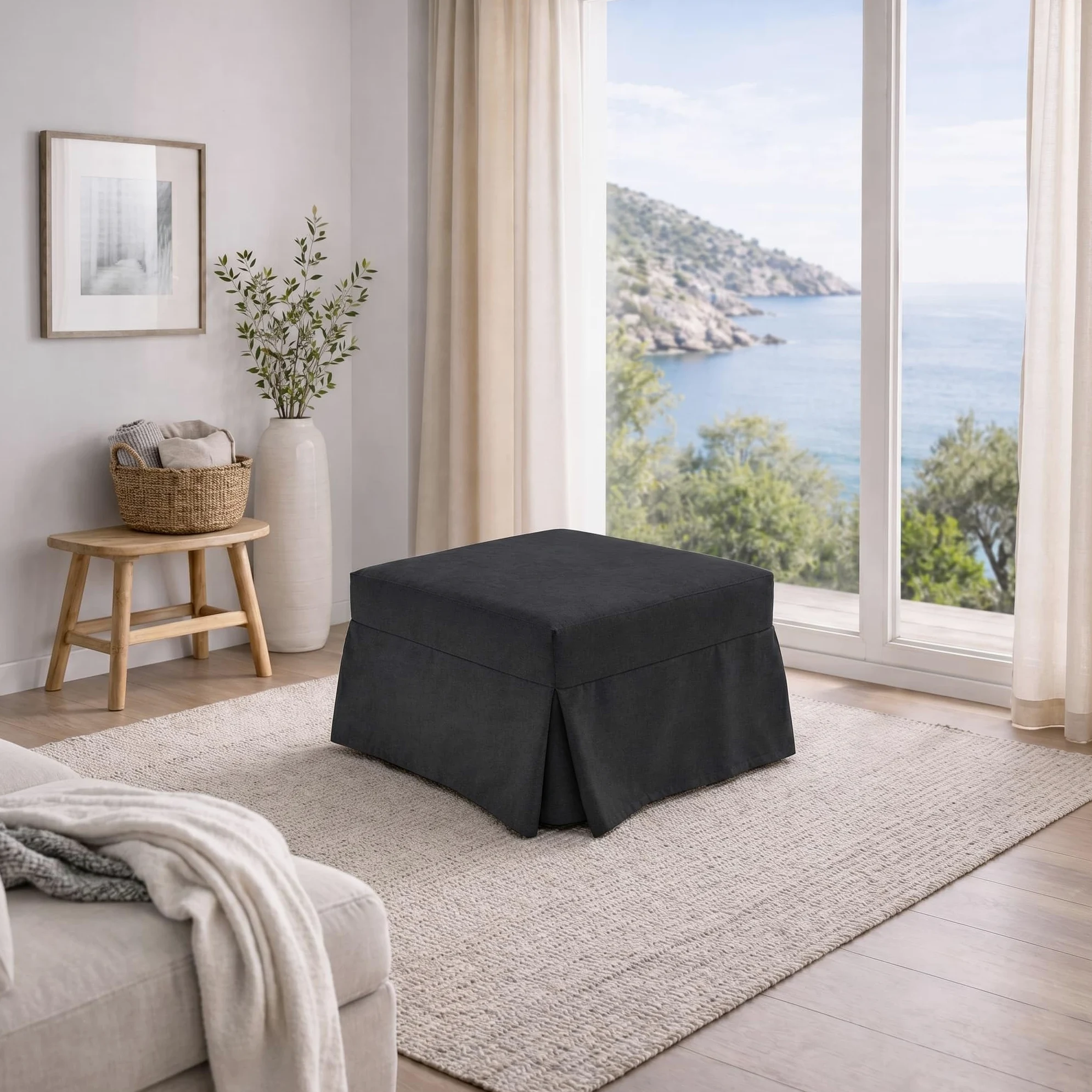 Nuvole di Sonno- Pouf Letto Reverso con Materasso in Waterfoam Alto 11 cm, Tessuto Sfoderabile e Lavabile, Rete Ortopedica Pieghevole, Salvaspazio per Camera e Soggiorno, Design Moderno Made in Italy