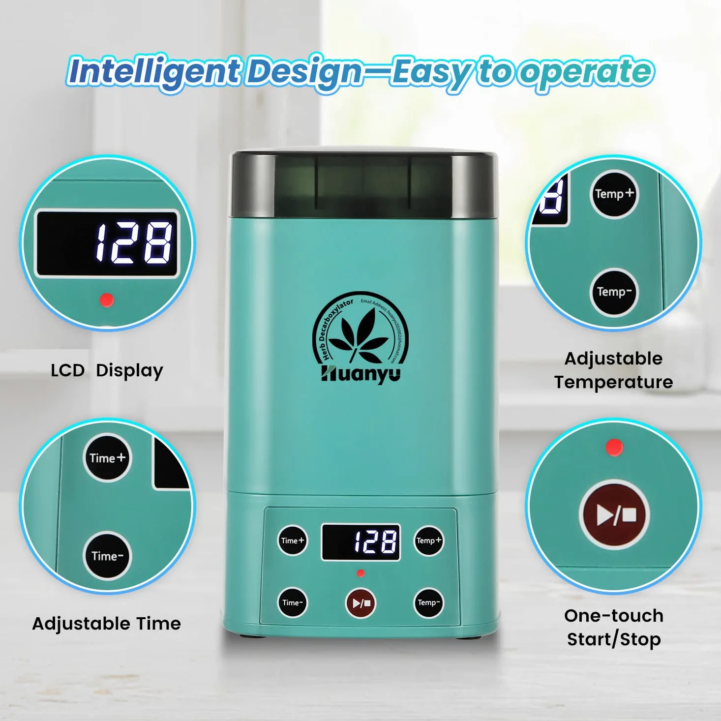 Huanyu Decarbossilatore, in PP, PC, alluminio, silicone, per erbe, olio alle erbe, macchina per infusioni, uovo per olio al burro