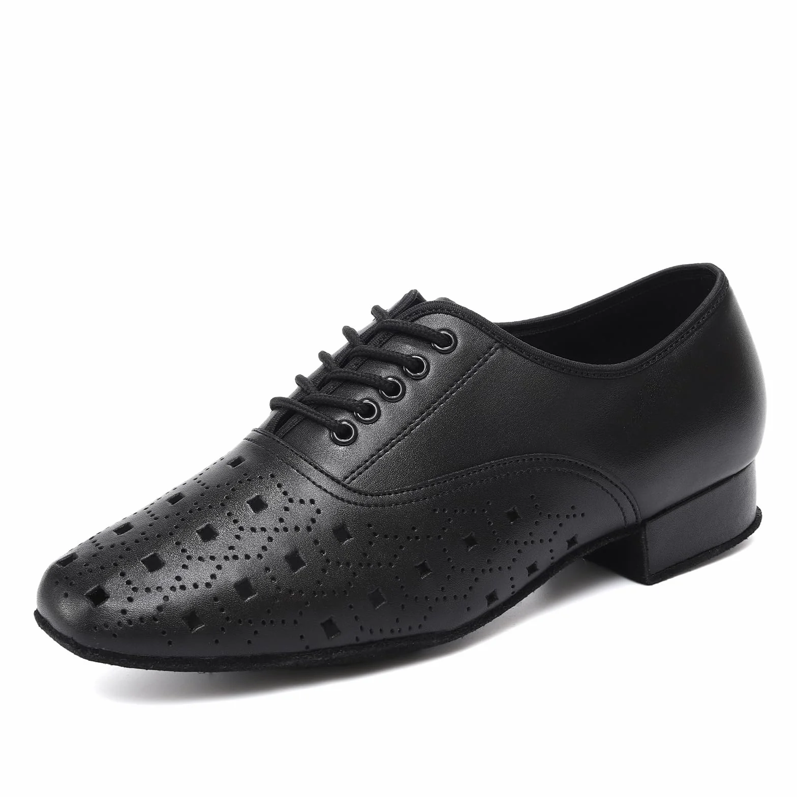Scarpe da Ballo da Americano Uomo Nero Tacco Basso Lacci Salsa Latina Tango