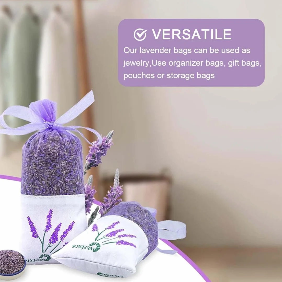 20 Pezzi Sacchetti per Lavanda, Sacchettini per Lavanda Vuoti con Nastri di Filato, Sacchetti Organza Grandi Profumati Lavanda Vuoti Cotone, per Lavanda, Spezie ed Er