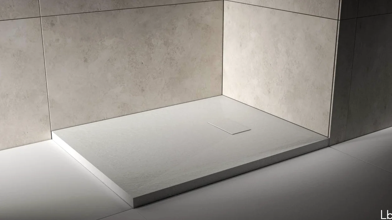 Piatto Doccia H.2,6 cm In Vetro-resina SMC Effetto Pietra Stone Ardesia Piletta Doccia Inclusa (80x140 h 2.6cm, Bianco)