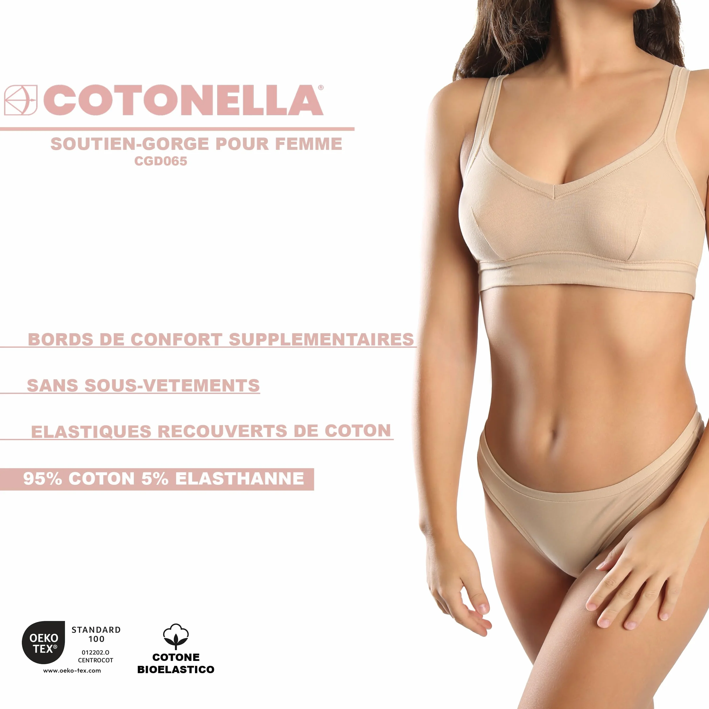 Brassiere in Morbido Cotone Bielastico Comoda dai Bordi Extracomfort GD065