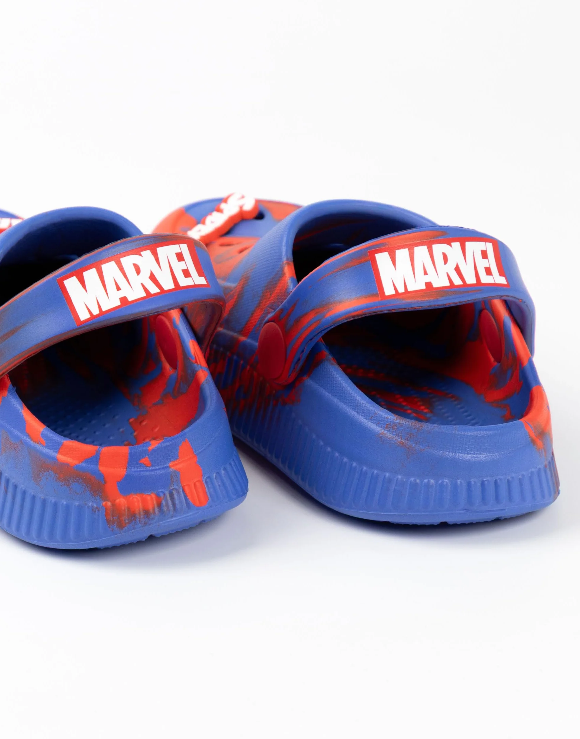 Marvel Zoccoli per Bambini Spidey e i Suoi Fantastici Amici in Blu e Rosso | Calzature Casual estive da Spiaggia | Design Ragnatela con Spidey e Miles | Scarpe Unisex per Bambini