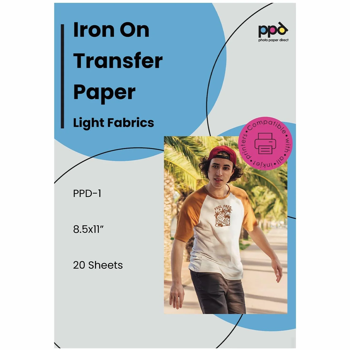 PPD A4 20 Fogli Di Carta Trasferibile Termoadesiva Per Inkjet - T-Shirt E Tessuti Chiari - PPD-1-20
