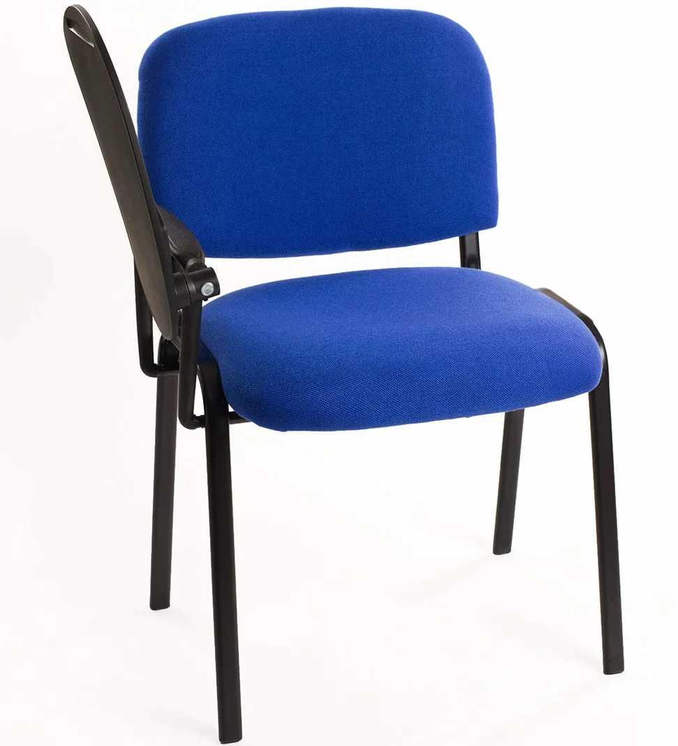 Notek 6 sedie Impilabili in Tessuto con Ribaltina scrittoio tavoletta per studio sala conferenza convegni (Blu)