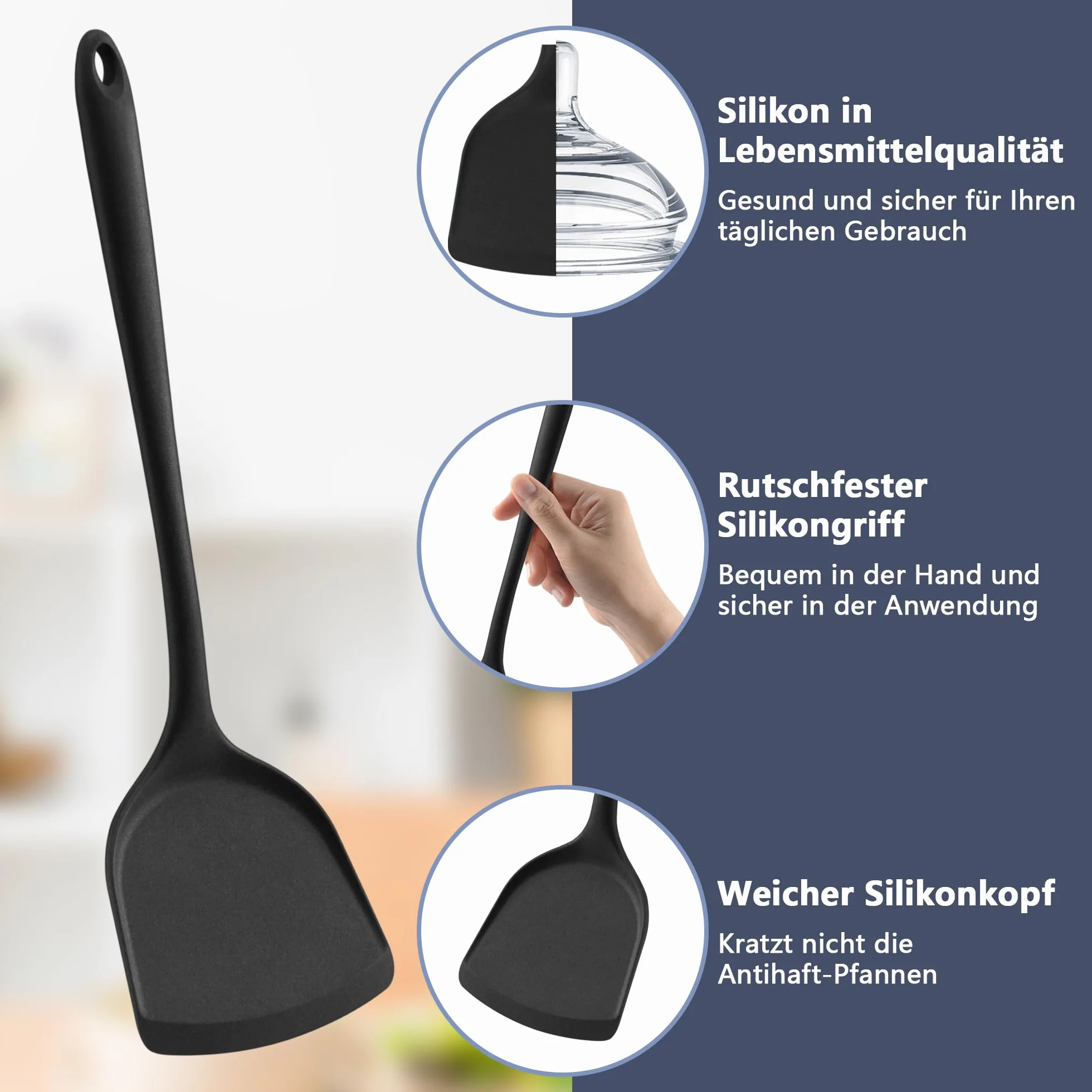 HaWare Set di 8 utensili da cucina (8, nero)