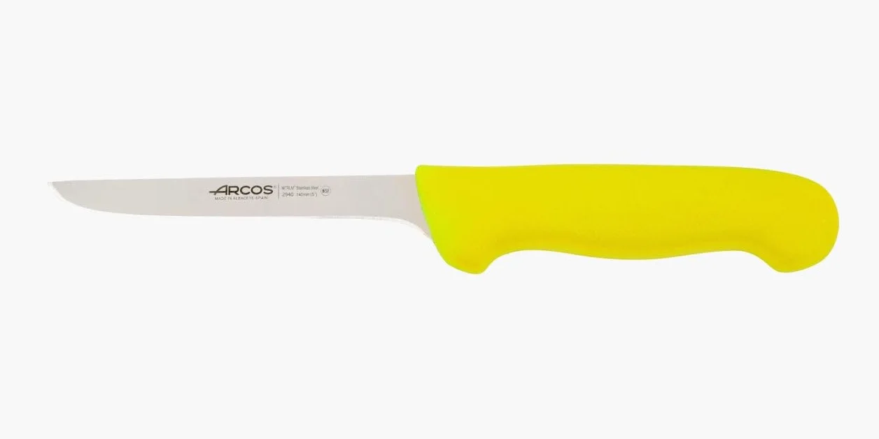 Arcos Coltello Disossatore con Lama in Acciaio Inossidabile Nitrum 140 mm – Coltello Professionale per Tagliare Ossa di Carne – Manico Ergonomico in Polipropilene, Colore Giallo, Serie 2900