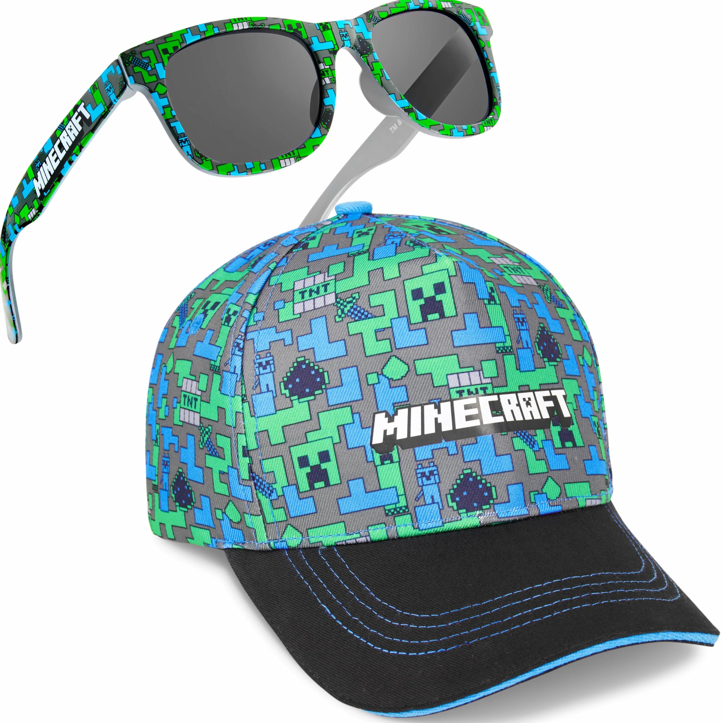 Pokemon Minecraft Super Mario Fortnite Okulary Przeciwsłoneczne dla Dzieci i Czapka Baseballowa Zestaw UV400